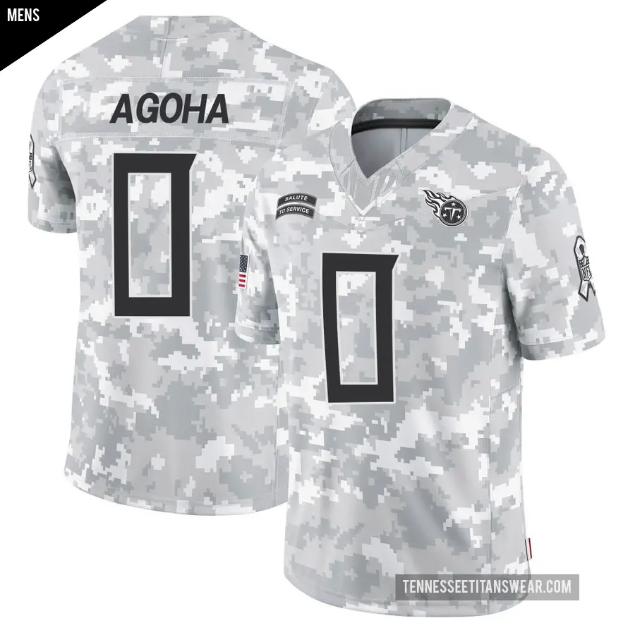 Men's Tennessee Titans ＃0 David Agoha Arctic Camo Limited 2024 Salute to Service Jersey