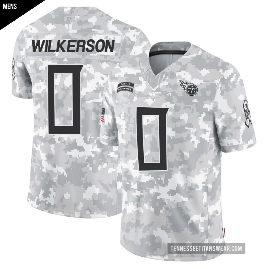 Men's Tennessee Titans ＃0 Kristian Wilkerson Arctic Camo Limited 2024 Salute to Service Jersey
