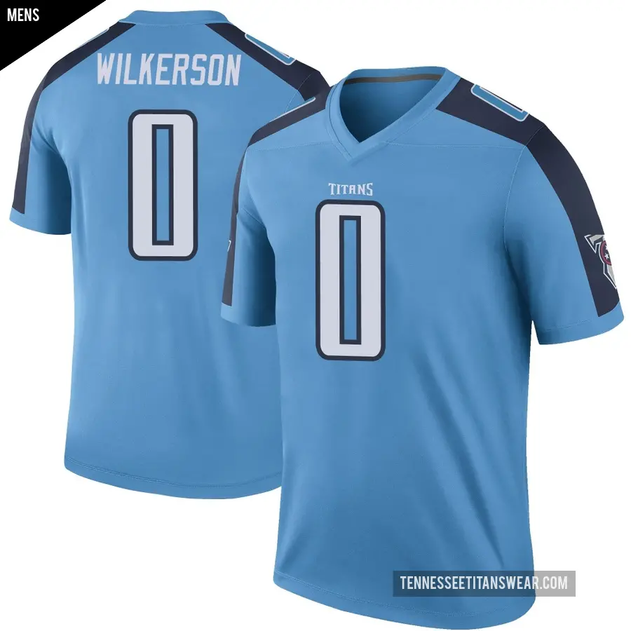 Men's Tennessee Titans ＃0 Kristian Wilkerson Light Blue Legend Color Rush Jersey