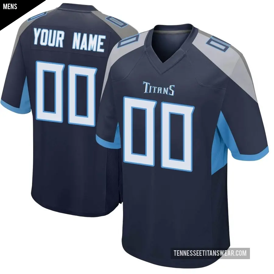 Men's Tennessee Titans ＃00 Custom Navy Game Jersey