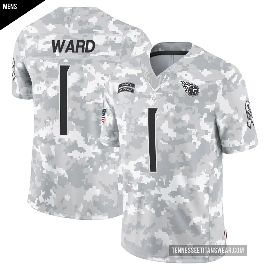 Men's Tennessee Titans ＃1 Cam Ward Arctic Camo Limited 2024 Salute to Service Jersey