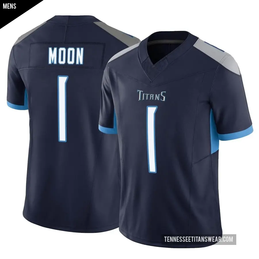 Men's Tennessee Titans ＃1 Warren Moon Navy Limited Vapor F.U.S.E. Jersey