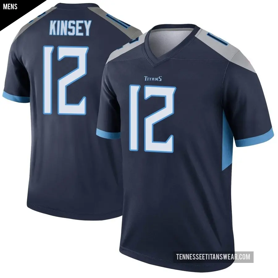 Men's Tennessee Titans ＃12 Mason Kinsey Navy Legend Jersey