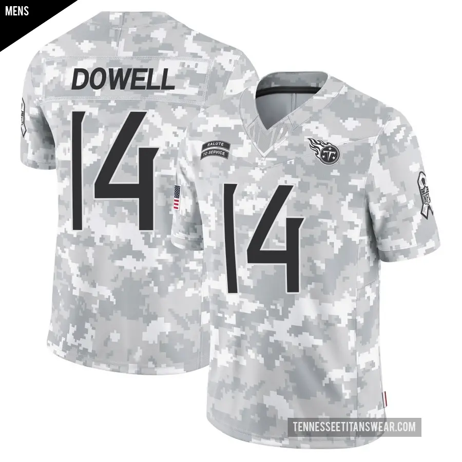 Men's Tennessee Titans ＃14 Colton Dowell Arctic Camo Limited 2024 Salute to Service Jersey