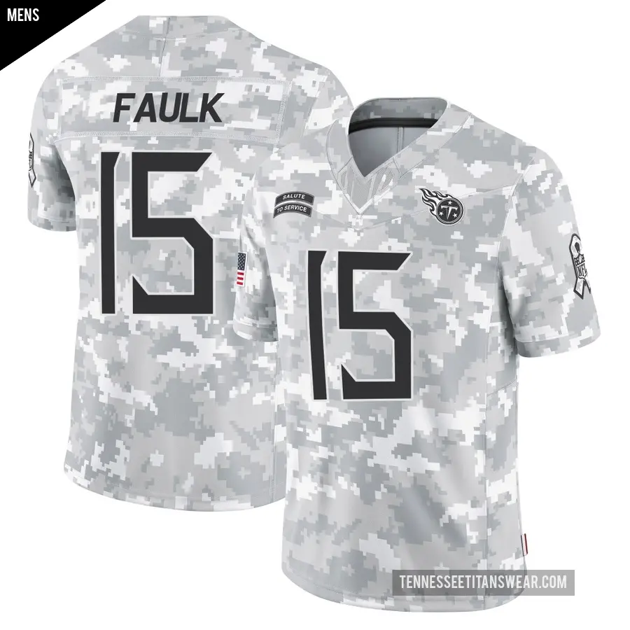 Men's Tennessee Titans ＃15 Keldric Faulk Arctic Camo Limited 2024 Salute to Service Jersey