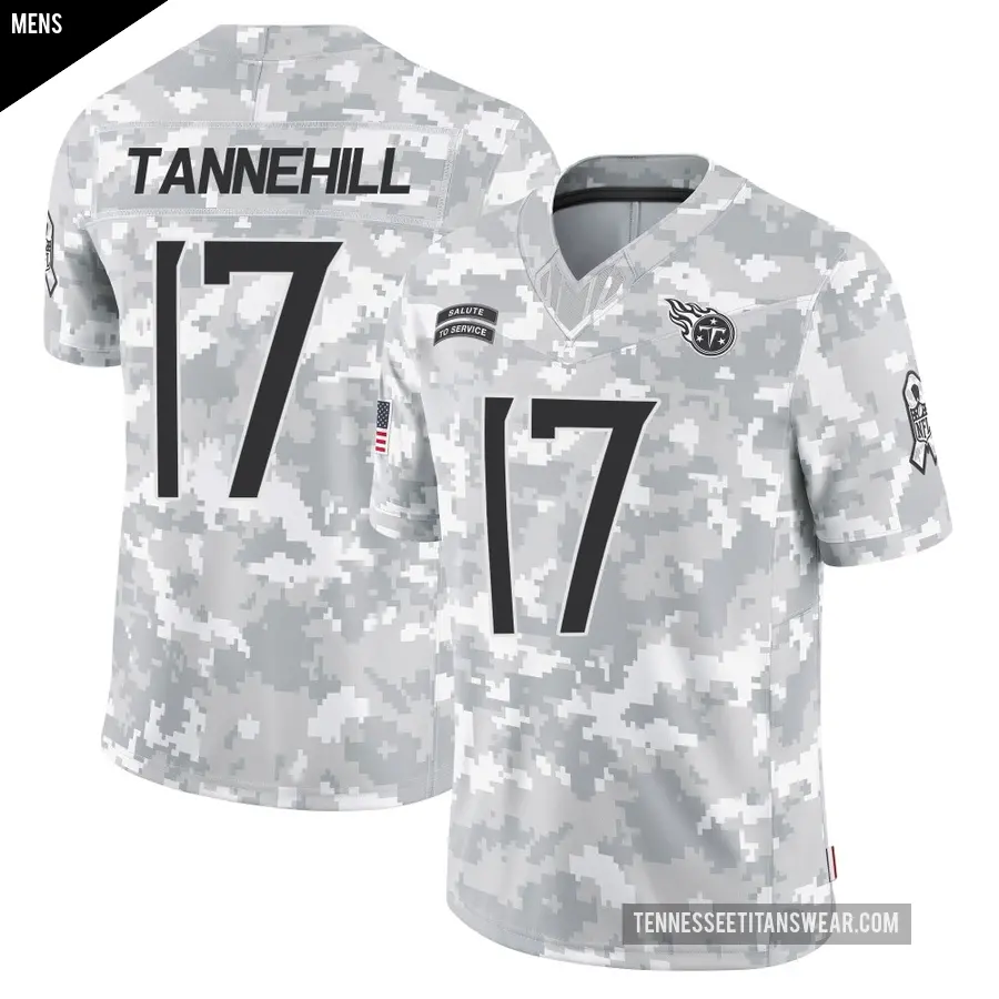 Men's Tennessee Titans ＃17 Ryan Tannehill Arctic Camo Limited 2024 Salute to Service Jersey
