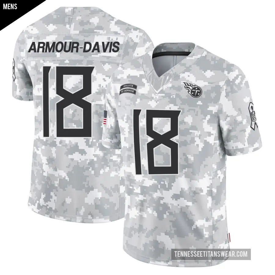 Men's Tennessee Titans ＃18 Jalyn Armour-Davis Arctic Camo Limited 2024 Salute to Service Jersey