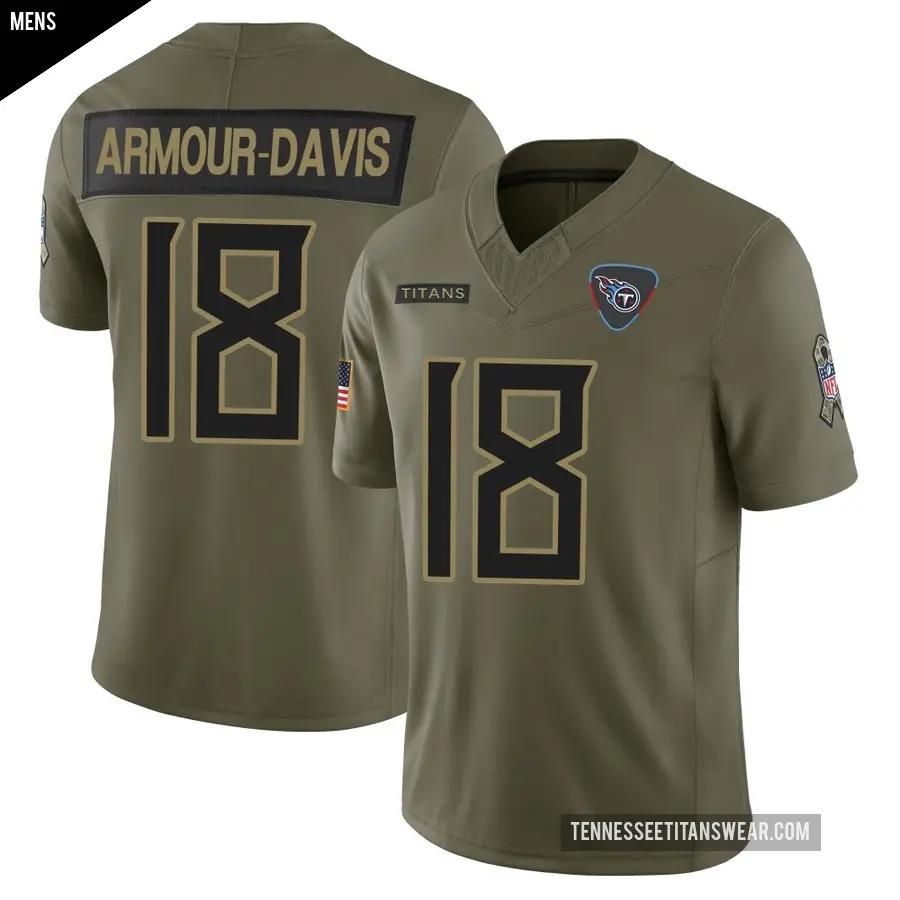Men's Tennessee Titans ＃18 Jalyn Armour-Davis Olive Limited 2025 Salute to Service Jersey