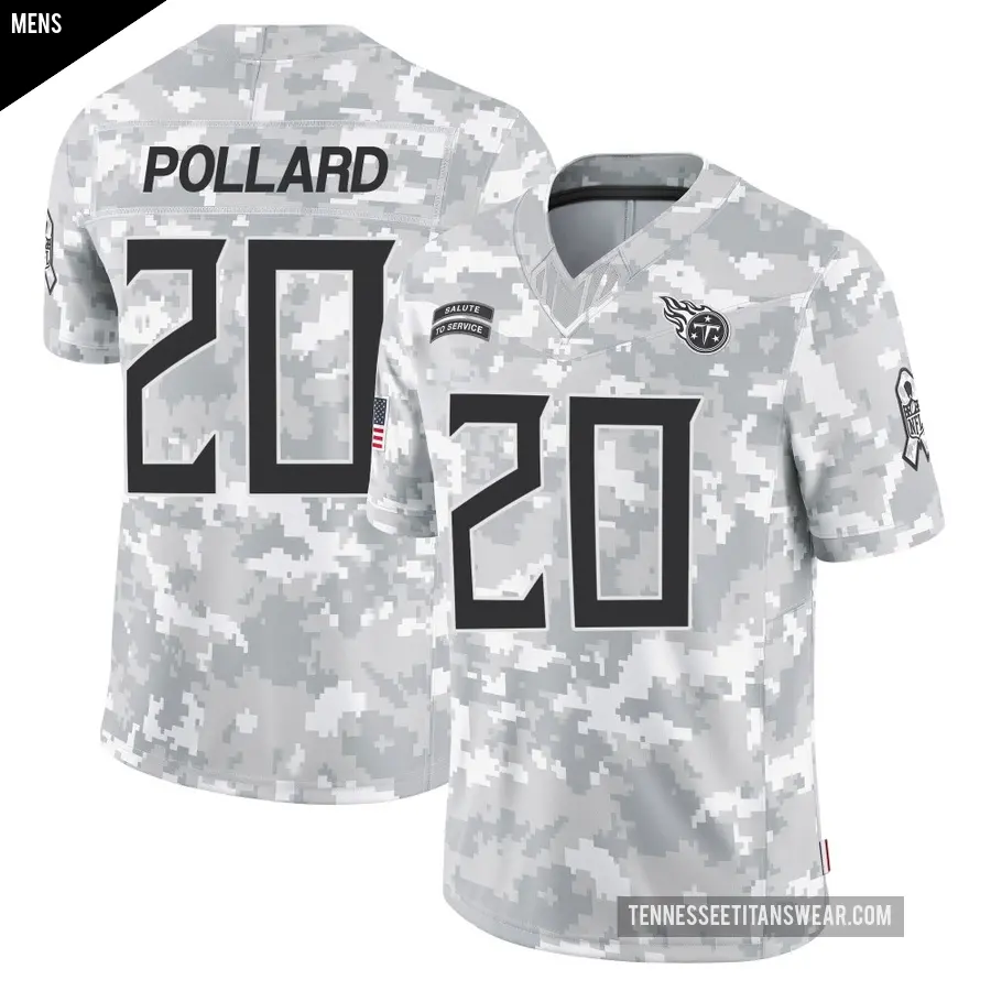 Men's Tennessee Titans ＃20 Tony Pollard Arctic Camo Limited 2024 Salute to Service Jersey