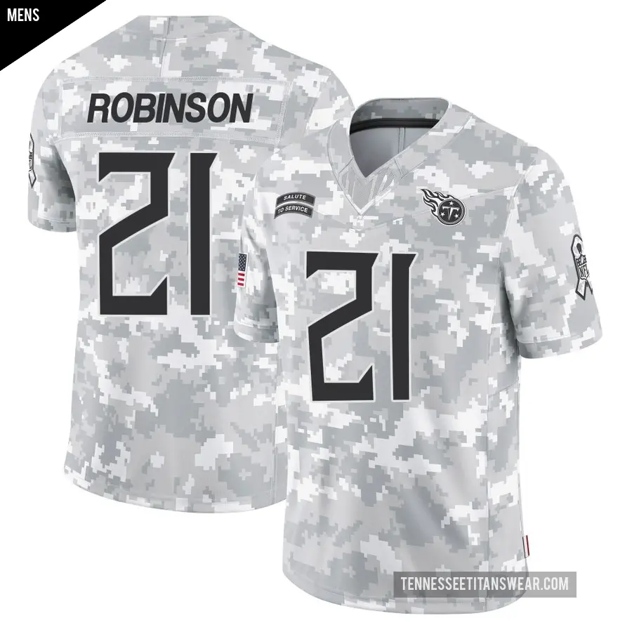 Men's Tennessee Titans ＃21 Micah Robinson Arctic Camo Limited 2024 Salute to Service Jersey
