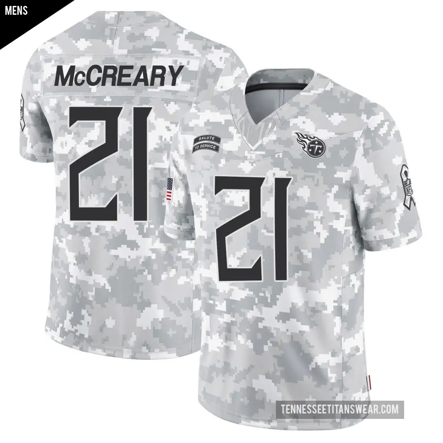Men's Tennessee Titans ＃21 Roger McCreary Arctic Camo Limited 2024 Salute to Service Jersey