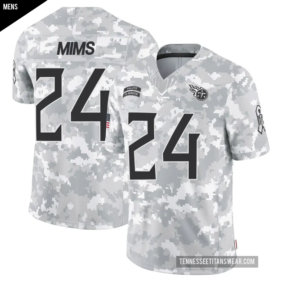 Men's Tennessee Titans ＃24 Jordan Mims Arctic Camo Limited 2024 Salute to Service Jersey