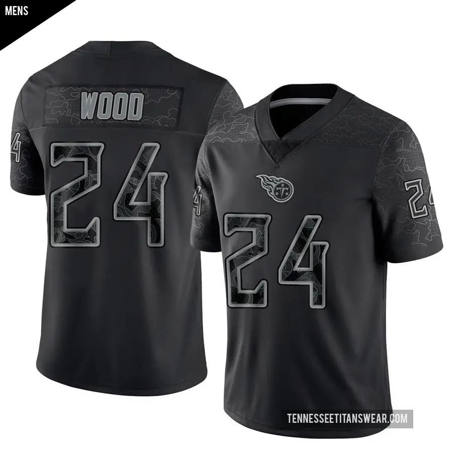 Men's Tennessee Titans ＃24 Julius Wood Black Limited Reflective Jersey