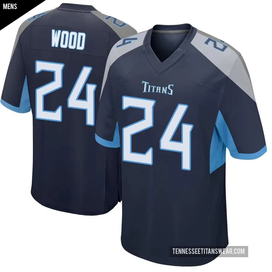 Men's Tennessee Titans ＃24 Julius Wood Navy Game Jersey