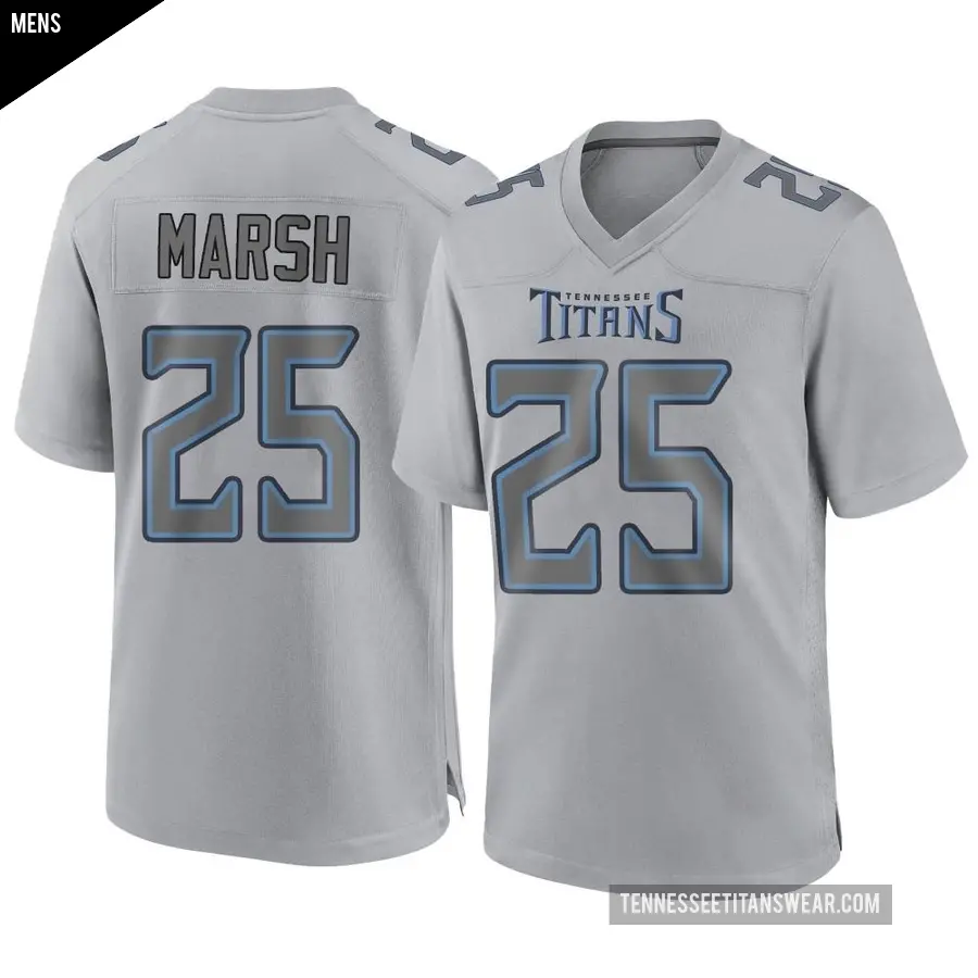 Men's Tennessee Titans ＃25 Armani Marsh Gray Game Atmosphere Fashion Jersey