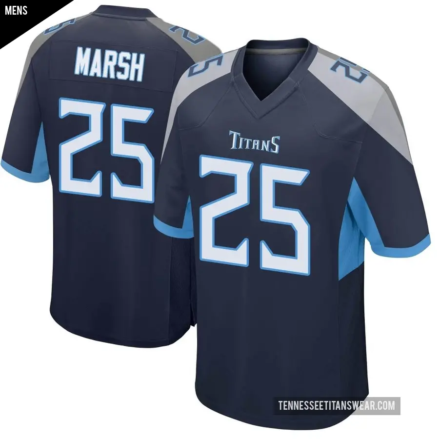 Men's Tennessee Titans ＃25 Armani Marsh Navy Game Jersey