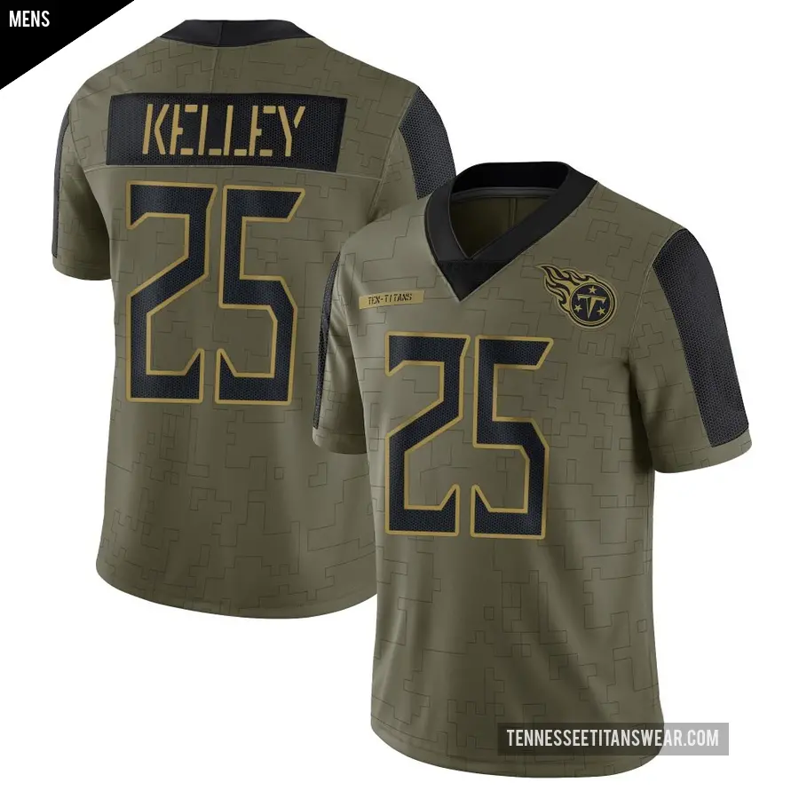 Men's Tennessee Titans ＃25 Joshua Kelley Olive Limited 2021 Salute To Service Jersey