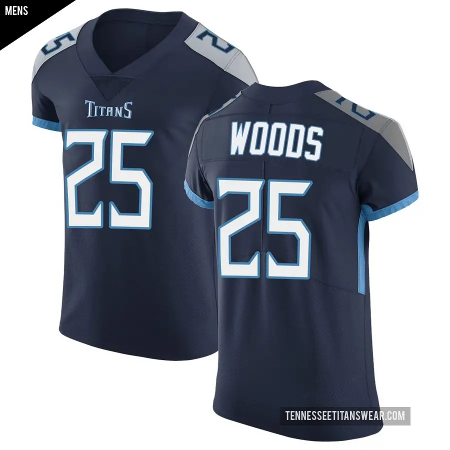 Men's Tennessee Titans ＃25 Xavier Woods Navy Elite Vapor Untouchable Jersey