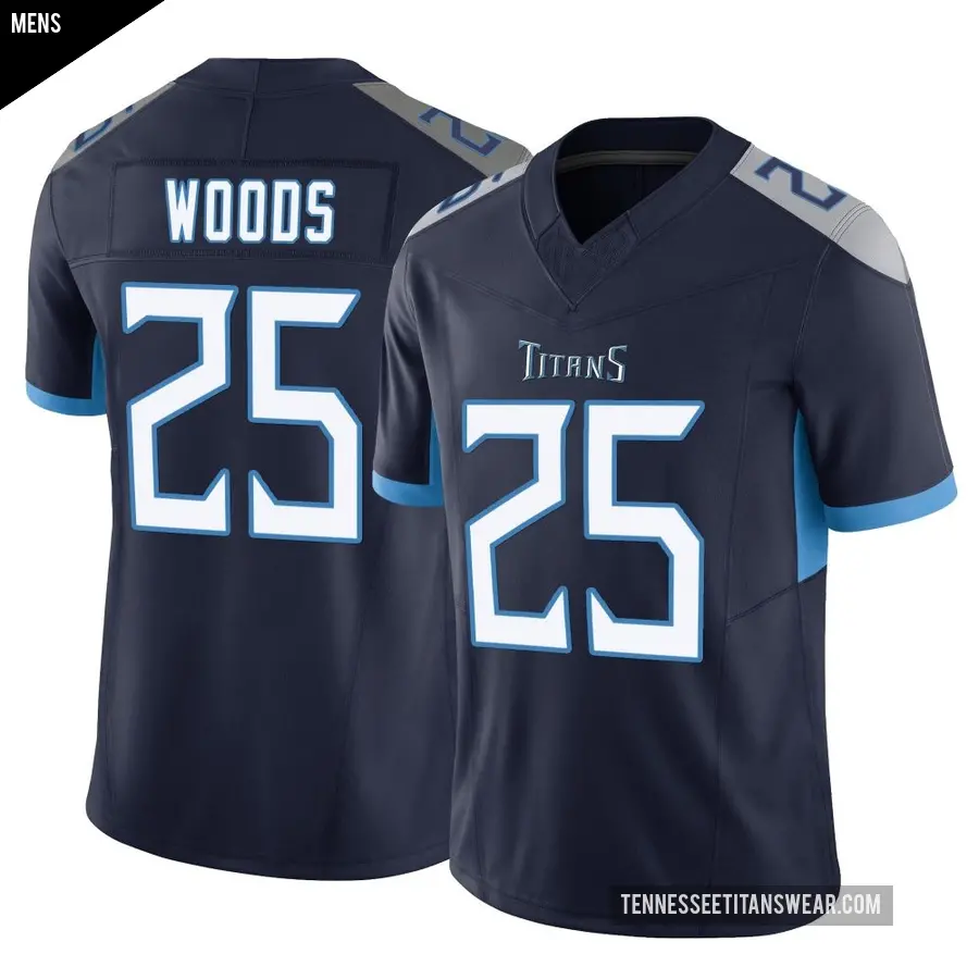 Men's Tennessee Titans ＃25 Xavier Woods Navy Limited Vapor F.U.S.E. Jersey
