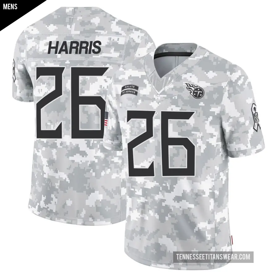 Men's Tennessee Titans ＃26 Marcus Harris Arctic Camo Limited 2024 Salute to Service Jersey