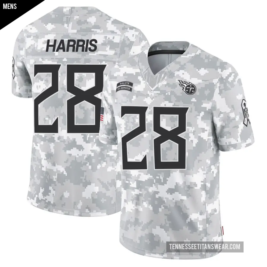 Men's Tennessee Titans ＃28 Jermari Harris Arctic Camo Limited 2024 Salute to Service Jersey