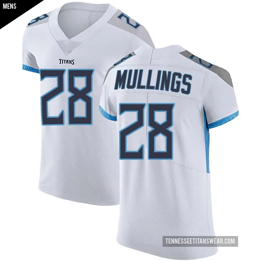 Men's Tennessee Titans ＃28 Kalel Mullings White Elite Vapor Untouchable Jersey