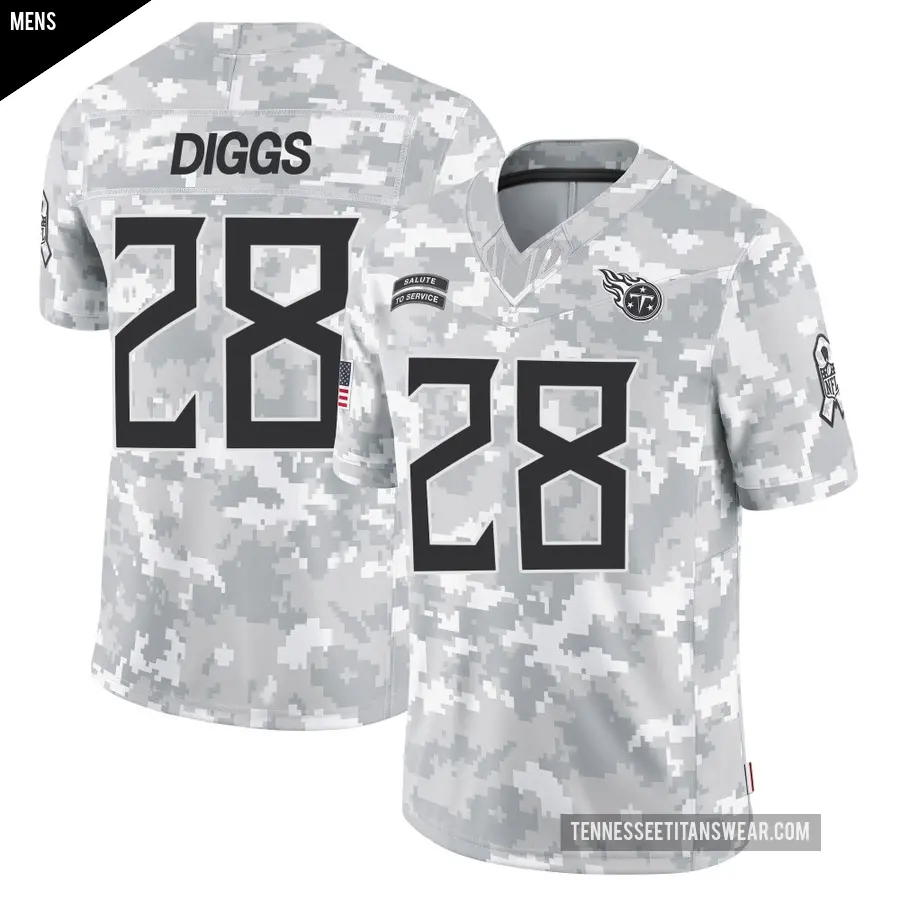 Men's Tennessee Titans ＃28 Quandre Diggs Arctic Camo Limited 2024 Salute to Service Jersey