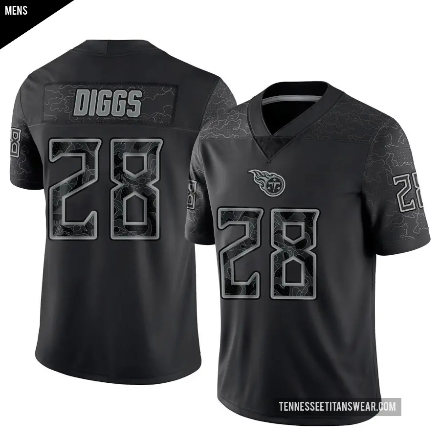 Men's Tennessee Titans ＃28 Quandre Diggs Black Limited Reflective Jersey