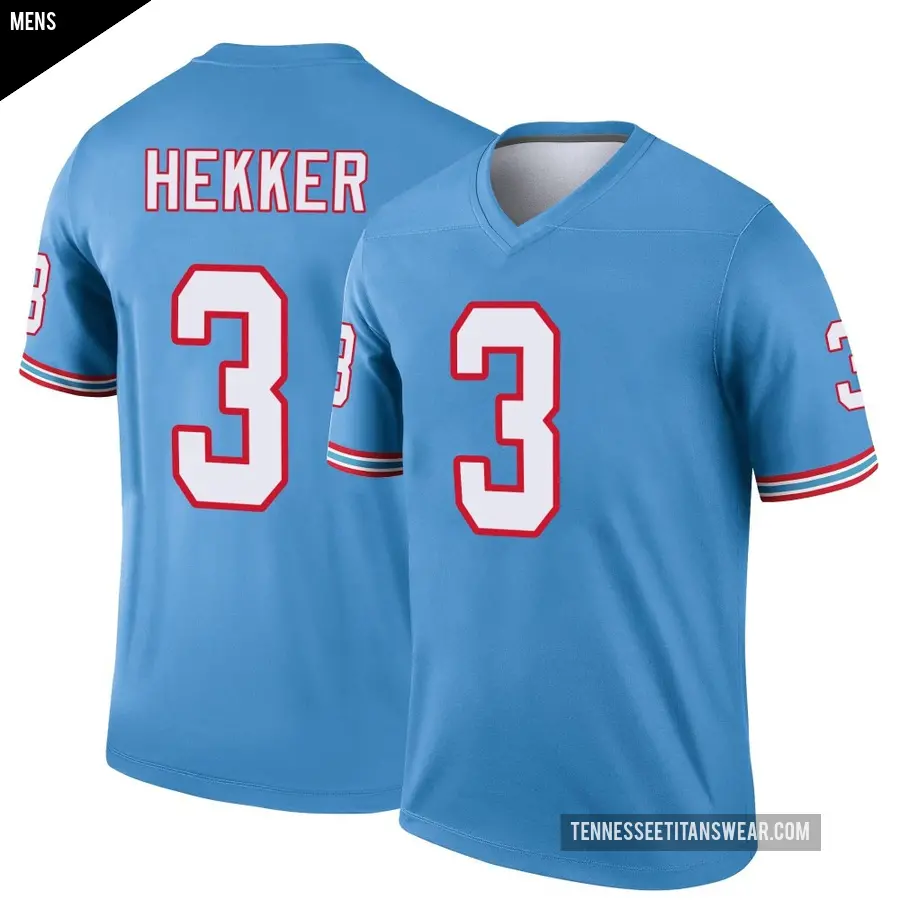 Men&#039;s Tennessee Titans &#65283;3 Johnny Hekker Light Blue Legend Oilers Throwback Jersey