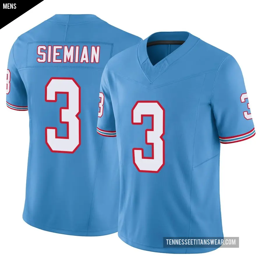 Men's Tennessee Titans ＃3 Trevor Siemian Light Blue Limited Vapor F.U.S.E. Jersey