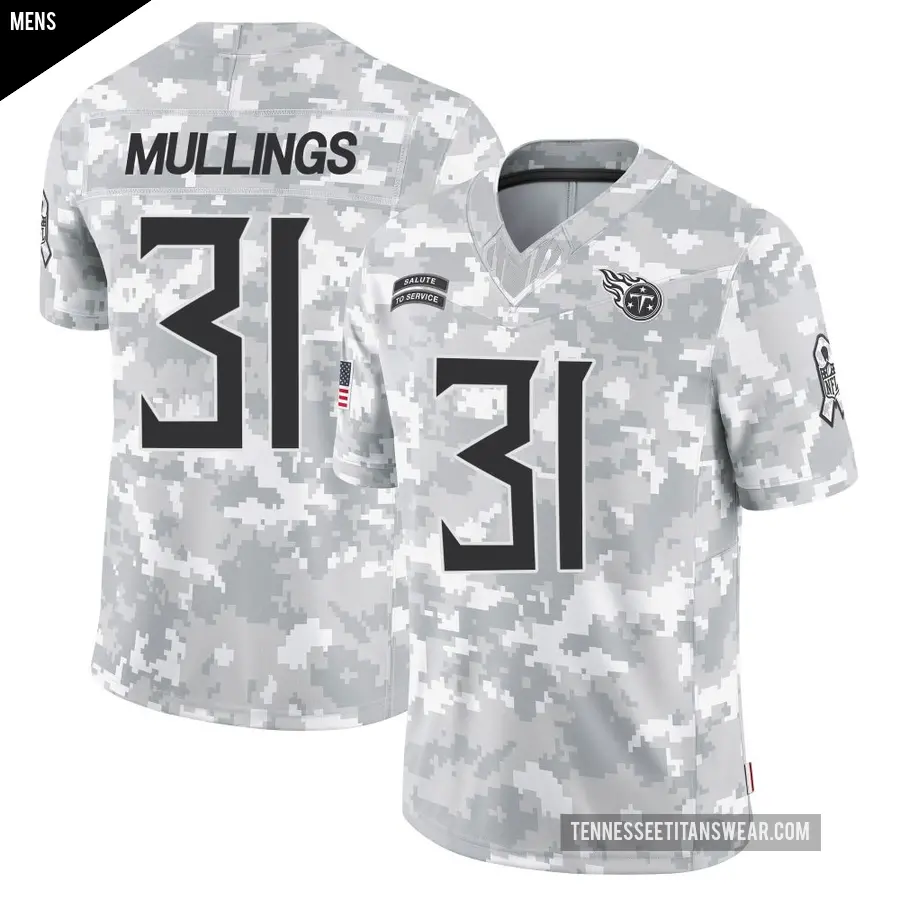 Men's Tennessee Titans ＃31 Kalel Mullings Arctic Camo Limited 2024 Salute to Service Jersey
