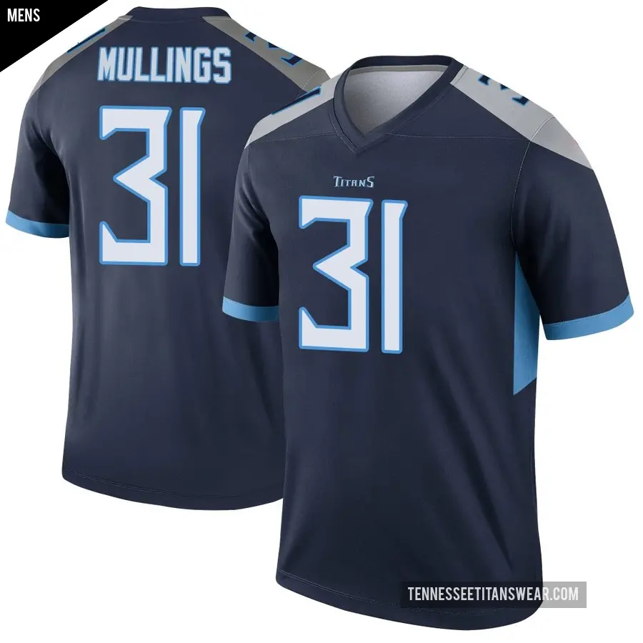 Men's Tennessee Titans ＃31 Kalel Mullings Navy Legend Jersey
