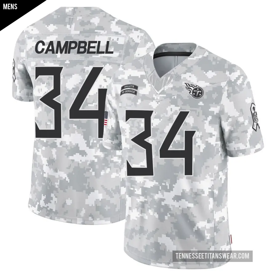 Men's Tennessee Titans ＃34 Earl Campbell Arctic Camo Limited 2024 Salute to Service Jersey