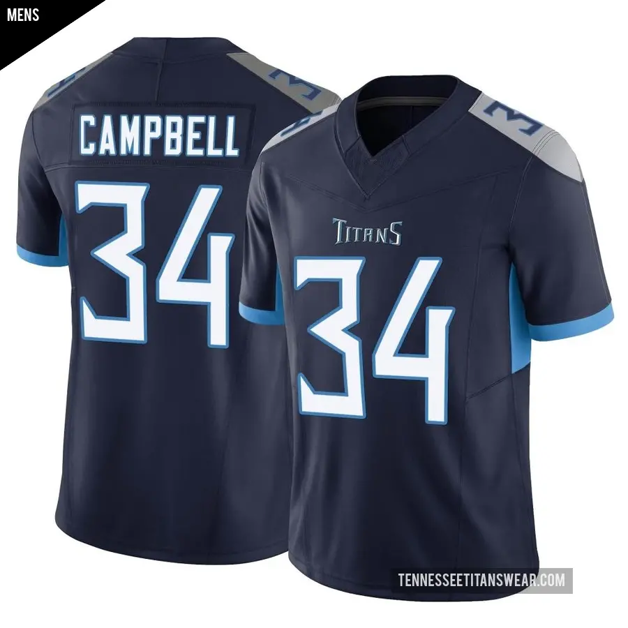 Men's Tennessee Titans ＃34 Earl Campbell Navy Limited Vapor F.U.S.E. Jersey