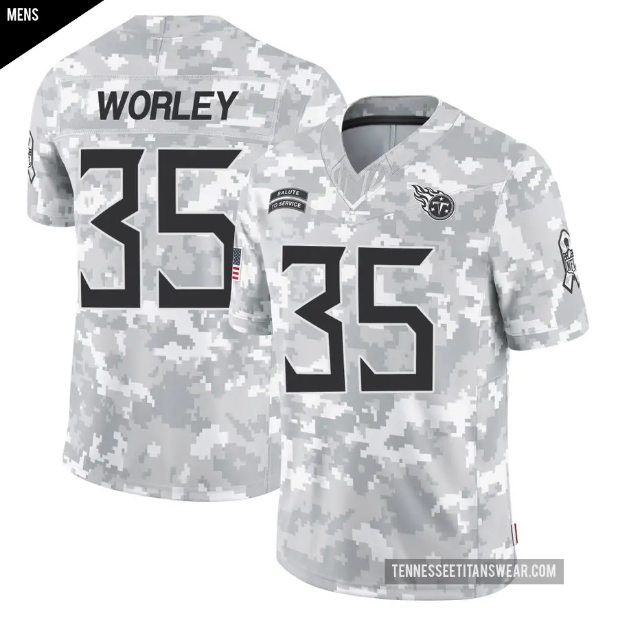 Men's Tennessee Titans ＃35 Daryl Worley Arctic Camo Limited 2024 Salute to Service Jersey
