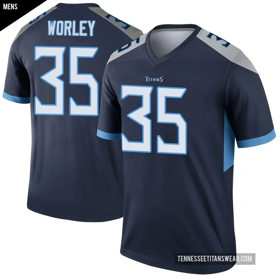 Men's Tennessee Titans ＃35 Daryl Worley Navy Legend Jersey