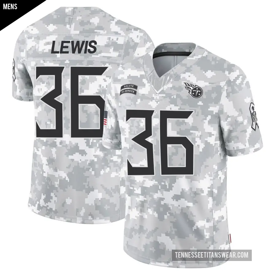 Men's Tennessee Titans ＃36 Clarence Lewis Arctic Camo Limited 2024 Salute to Service Jersey
