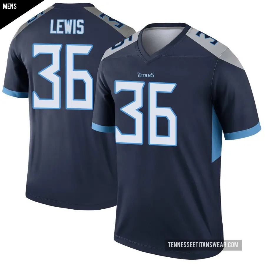 Men's Tennessee Titans ＃36 Clarence Lewis Navy Legend Jersey