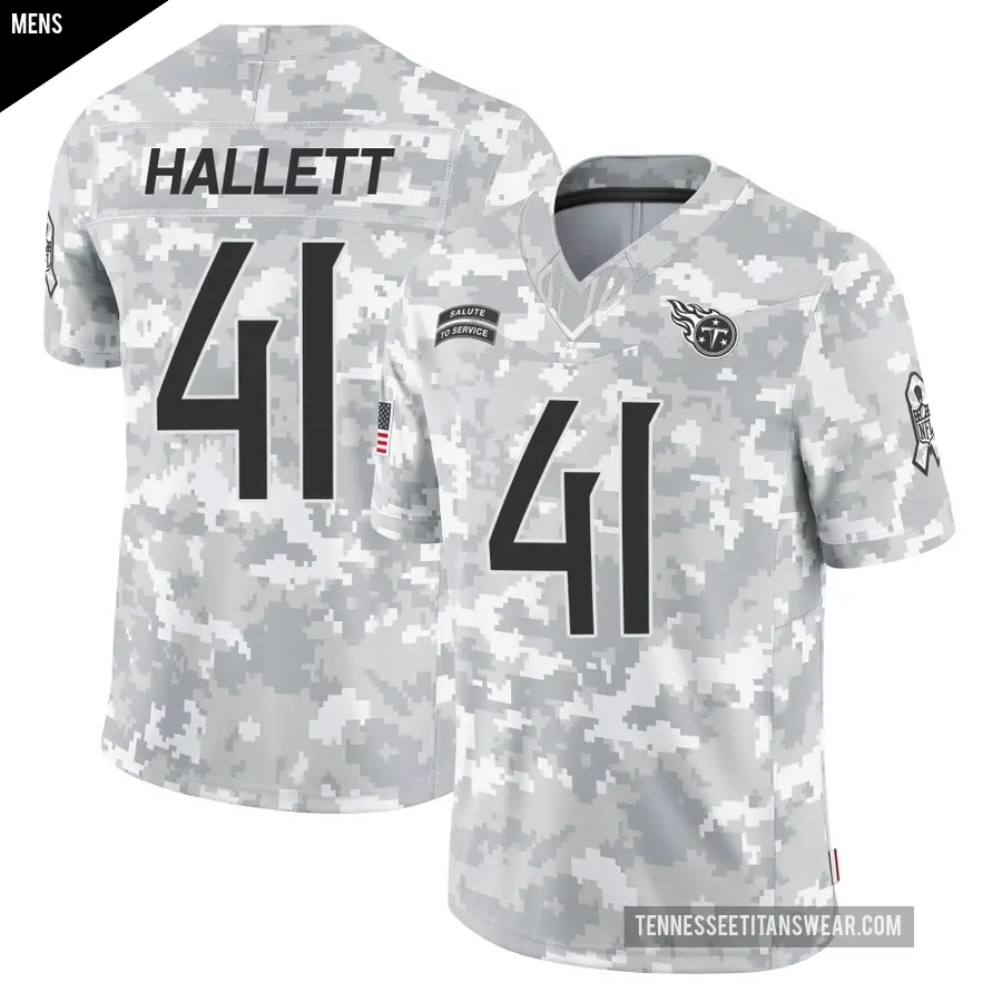 Men's Tennessee Titans ＃41 Erick Hallett Arctic Camo Limited 2024 Salute to Service Jersey