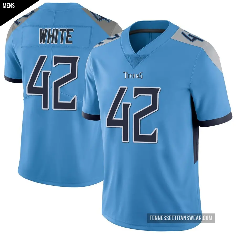 Men's Tennessee Titans ＃42 Kyzir White Light Blue Limited Vapor Untouchable Jersey