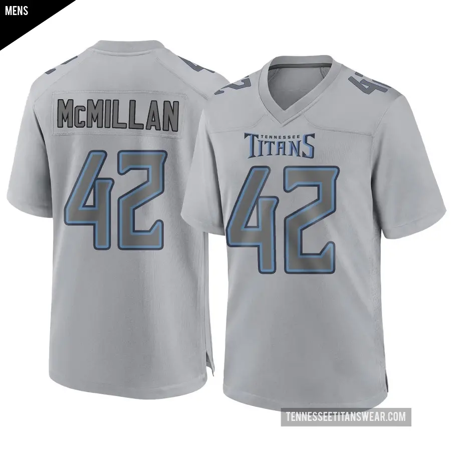 Men's Tennessee Titans ＃42 Raekwon McMillan Gray Game Atmosphere Fashion Jersey
