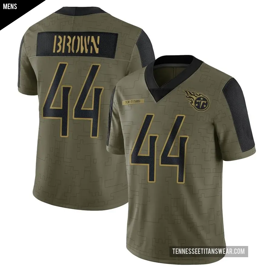Men's Tennessee Titans ＃44 Mike Brown Olive Limited 2021 Salute To Service Jersey