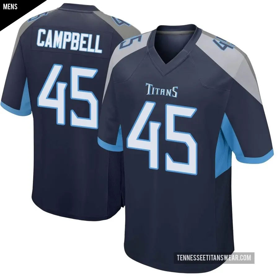 Men's Tennessee Titans ＃45 Chance Campbell Navy Game Jersey