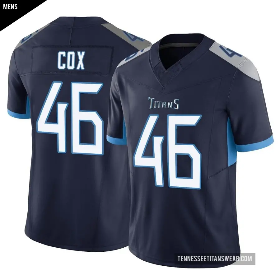 Men's Tennessee Titans ＃46 Morgan Cox Navy Limited Vapor F.U.S.E. Jersey