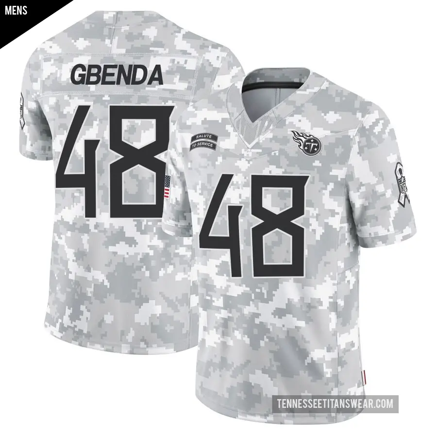 Men's Tennessee Titans ＃48 David Gbenda Arctic Camo Limited 2024 Salute to Service Jersey