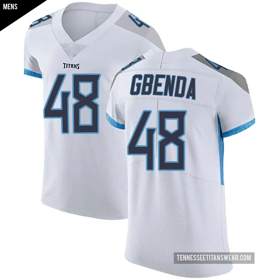 Men's Tennessee Titans ＃48 David Gbenda White Elite Vapor Untouchable Jersey