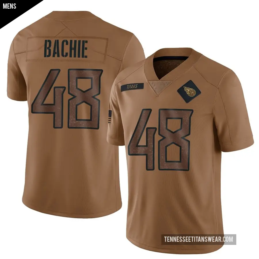 Men's Tennessee Titans ＃48 Joe Bachie Brown Limited 2023 Salute To Service Jersey
