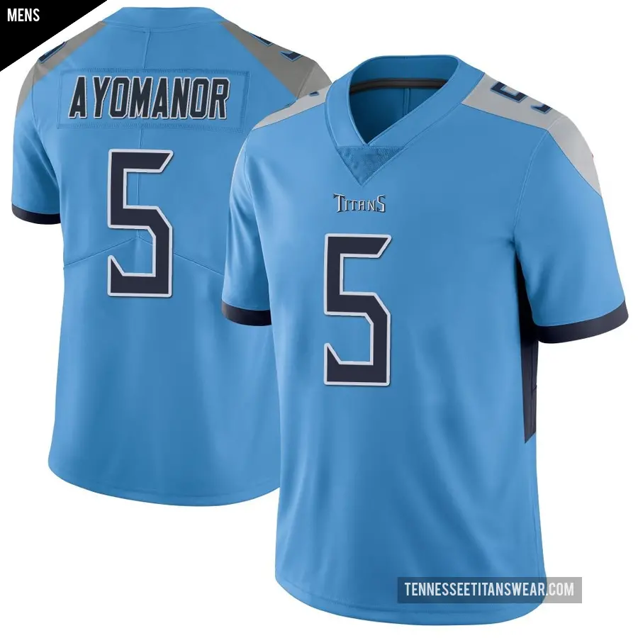 Men's Tennessee Titans ＃5 Elic Ayomanor Light Blue Limited Vapor Untouchable Jersey