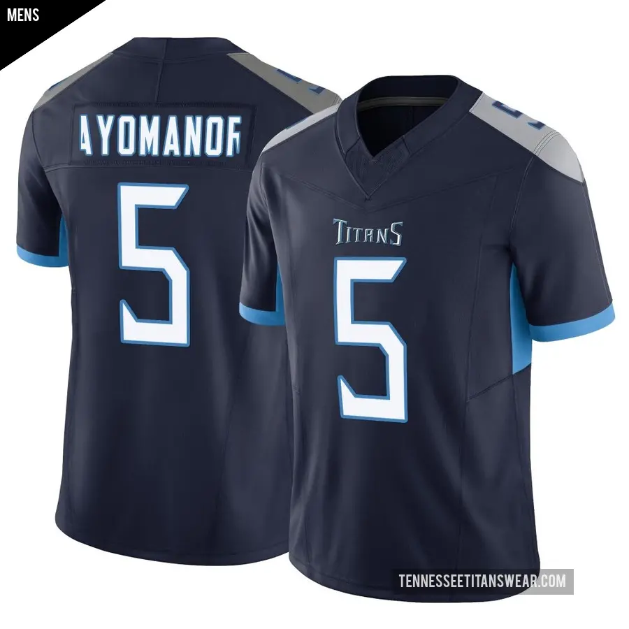 Men's Tennessee Titans ＃5 Elic Ayomanor Navy Limited Vapor F.U.S.E. Jersey