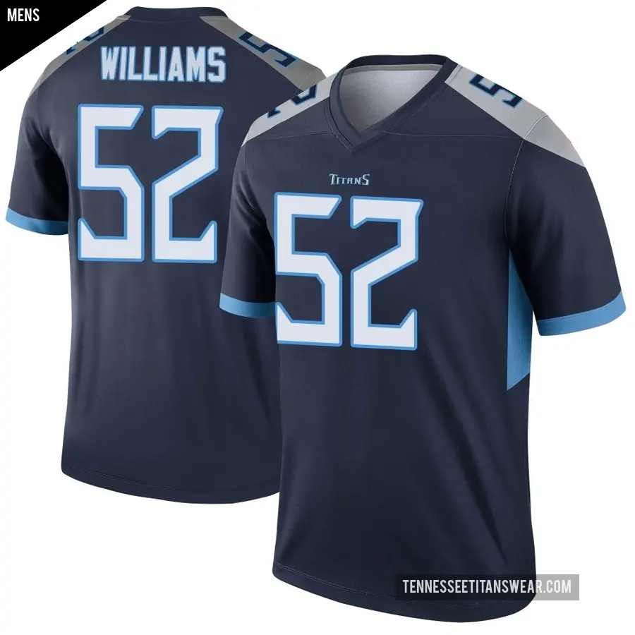 Men's Tennessee Titans ＃52 James Williams Navy Legend Jersey